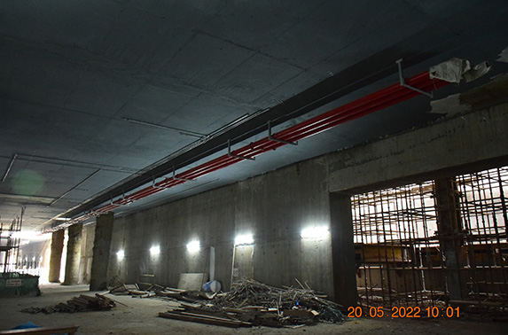 Fir fighting pipe fixing works at Concourse level